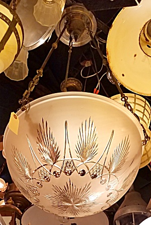 Antique Cut Glass Bowl Light Fixture