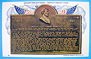 Linocln's Gettysburg Address Souvenir Postcard