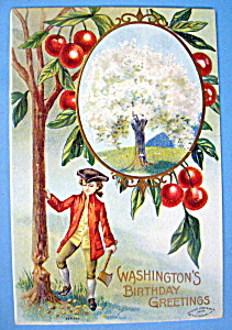 Washington Birthday Greetings Postcard-boy Holding Axe