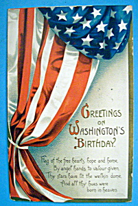 Washington's Birthday Greetings Postcard (Draped Flag)