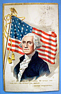 George Washington Postcard With American Flag