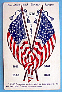 Stars & Stripes Forever Postcard With 2 Flags Crossed