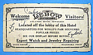 Lebow Jewelry Co., Panama Pacific Exposition Trade Card