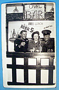 Picture Postcard Of Two Soldiers In Bar Scene-san Diego