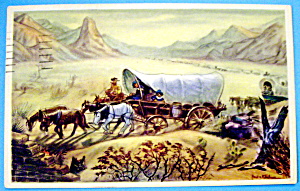 Postcard Of Covered Wagon Diorama, Ghost Town