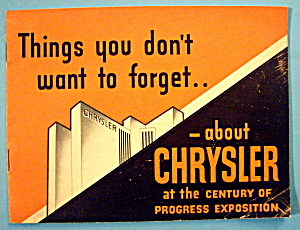 1933 Century Of Progress, Chrysler Brochure