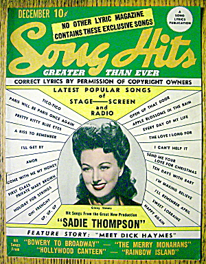 Song Hits Magazine December 1944 Ginny Simms Cover