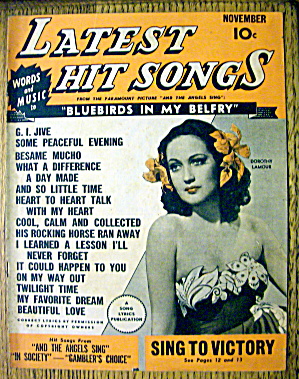 Latest Hit Songs November 1944 Dorthy Lamour Cover