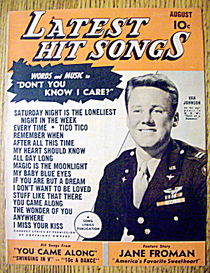 Latest Hit Songs August 1945 Van Johnson Cover
