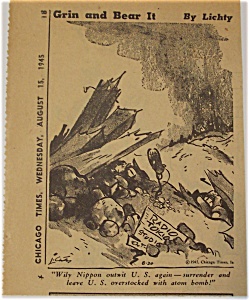 Political Cartoon - August 15, 1945 Japan Surrenders