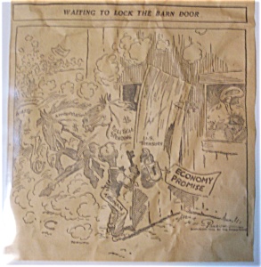 Political Cartoon - 1946 Waiting To Lock The Barn Door