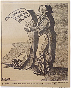Political Cartoon - 1946 Uncle Sam And Social Security