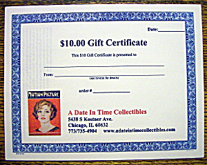 A Date In Time $10 Gift Certificate