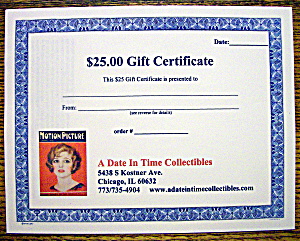 A Date In Time $25 Gift Certificate