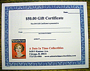 A Date In Time $50 Gift Certificate