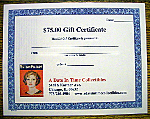 A Date In Time $75 Gift Certificate
