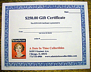 A Date In Time $250 Gift Certificate