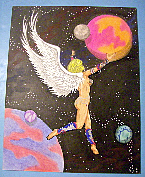 Angel Glide Drawing Original Nude Fantasy J. C. Pond