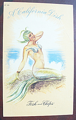 Mermaid Posing On A Beach Postcard