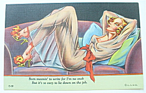 Woman Lying On Sofa Postcard