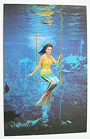 Weeki Wachee Mermaid Flying On Trapeze Postcard
