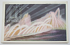 Cascade Fountain At Night, Chicago's 1934 Expo Postcard