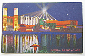 Electrical Building At Night Chicago 1933 Expo Postcard