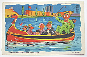 Gondoling In The Lagoons, Chicago Fair Postcard