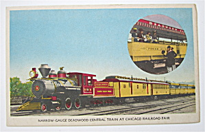 Deadwood Central Train, Chicago Railroad Fair Postcard