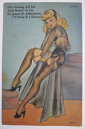 Woman Putting On Her Nightie Postcard