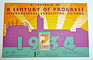 1933-34 Century Of Progress Chicago Expo Ticket