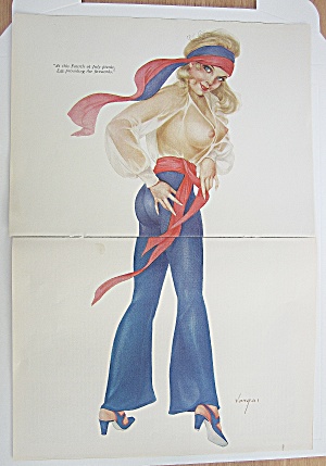 Alberto Vargas Pin Up Girl July 1970 Woman In Red &blue