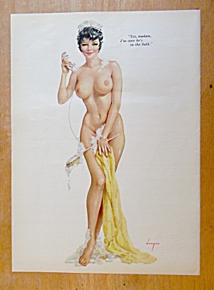 Alberto Vargas Pin Up Girl October 1965 Maid With Phone