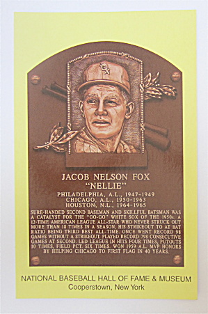 Nellie Fox Hall Of Fame Cooperstown Plaque Postcard