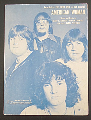 1969 American Woman Sheet Music The Guess Who