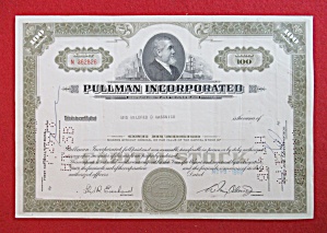 Pullman Incorporated Stock Certificate-olive Green 1966
