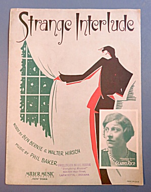 1932 Strange Interlude Sheet Music Gladys Rice Cover