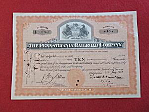 1953 Pennsylvania Railroad Company Stock Certificate