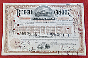 1941 Beech Creek Railroad Company Stock Certificate