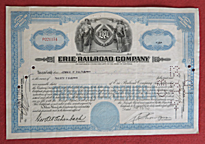 1942 Erie Railroad Company Stock Certificate