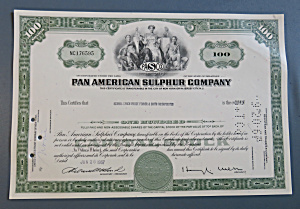 1967 Pan American Sulphur Company Stock Certificate