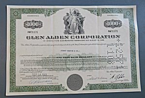 1968 Glen Alden Corporation Stock Certificate
