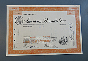 1969 American Brands Inc Stock Certificate