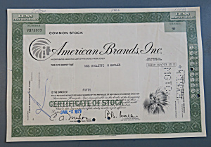 1973 American Brands Incorporated Stock Certificate