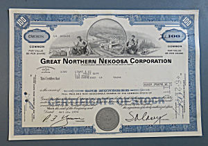 1976 Great Northern Nekoosa Corp Stock Certificate