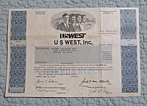 1990 Us West Incorporated Stock Certificate