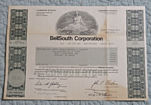 1987 Bell South Corporation Stock Certificate