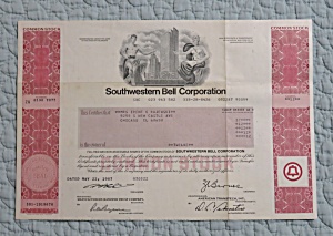 1987 Southwestern Bell Corporation Stock Certificate