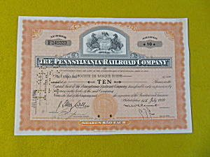 1949 Pennsylvania Railroad Company Stock Certificate