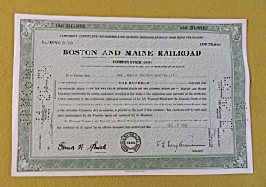 1953 Boston & Maine Railroad Stock Certificate